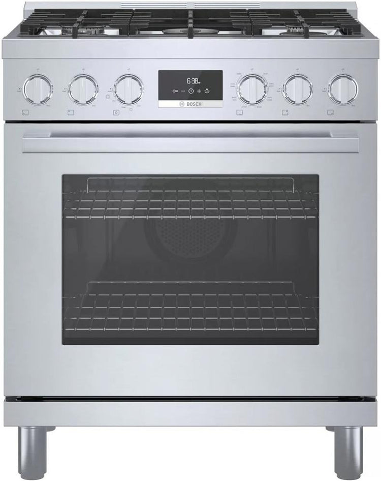 Bosch 800 Series HDS8055U 30" Freestanding Dual Fuel Range Stainless Steel Pics