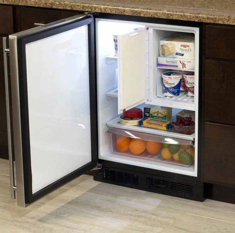 Marvel ML24RFS2LB 24" Built-in Compact Black Refrigerator/Freezer Left Hinge