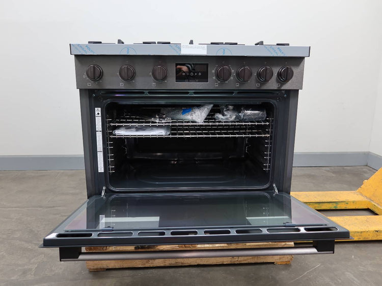 Bosch 36" 6 Sealed Burner Black Stainless 800 Series Duel Fuel Range HDS8645U