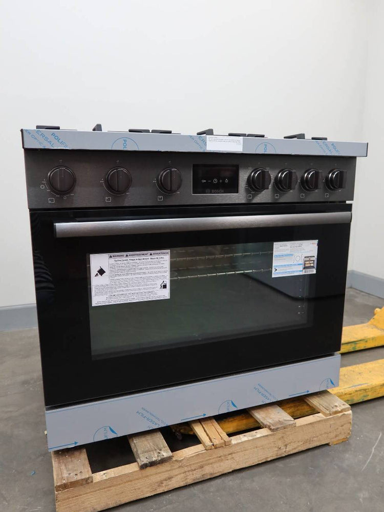 Bosch 36" 6 Sealed Burner Black Stainless 800 Series Duel Fuel Range HDS8645U