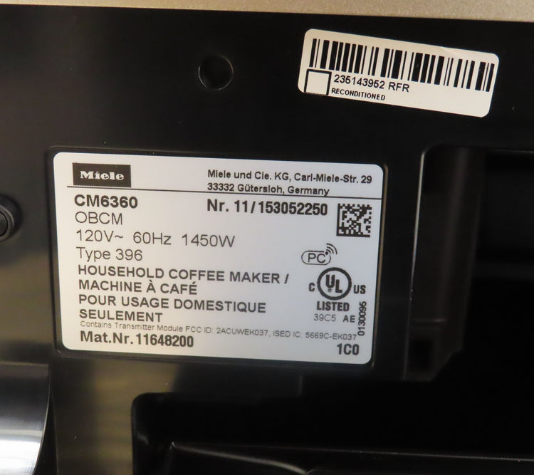 Miele CM6360OBCM Milk Perfection 10" Countertop Smart Coffee Machine