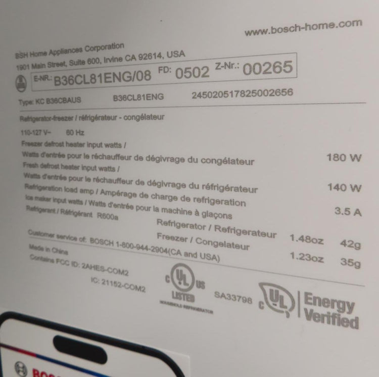 Bosch 800 Series B36CL81ENG 36" Freestanding French Door Smart Refrigerator Pics