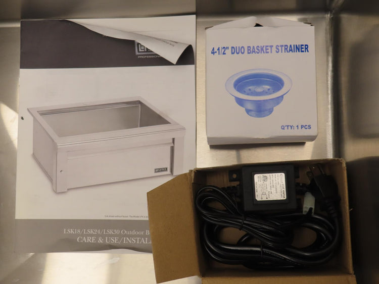 Lynx LSK24 Stainless Steel 24" Drop-In Single Bowl Outdoor Sink