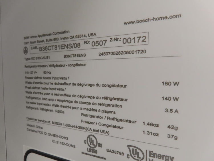 Bosch 800 Series B36CT81ENS 36" Smart French Door Bottom Mount Refrigerator - Alabama Appliance