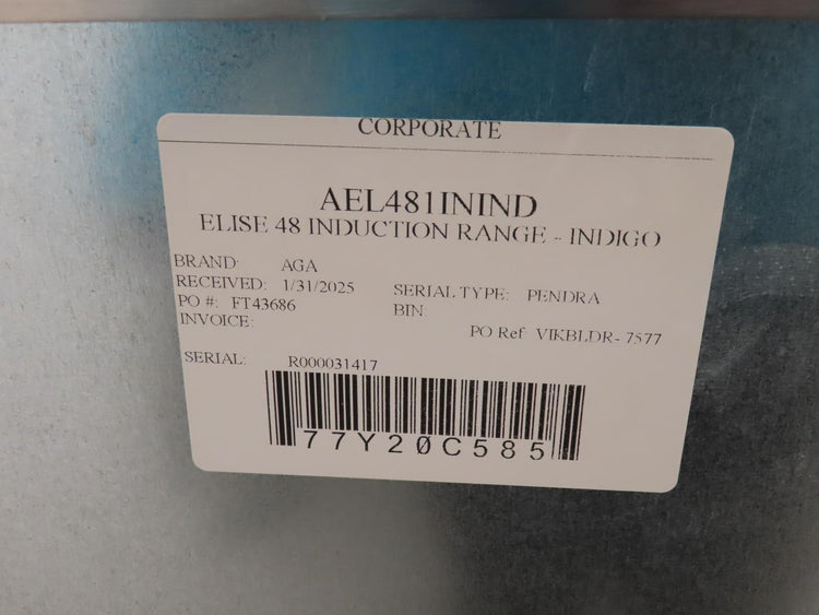 AGA Elise AEL481ININD 48" Freestanding Induction Indigo Range Triple Oven