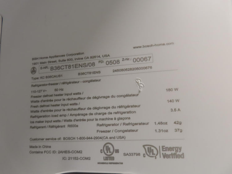Bosch 800 Series B36CT81ENS 36" Smart French Door Bottom Mount Refrigerator Pics
