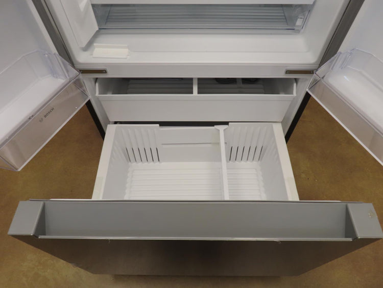 Bosch 100 Series B36FD10ENS 36" Freestanding French Door Smart Refrigerator Pics - Alabama Appliance