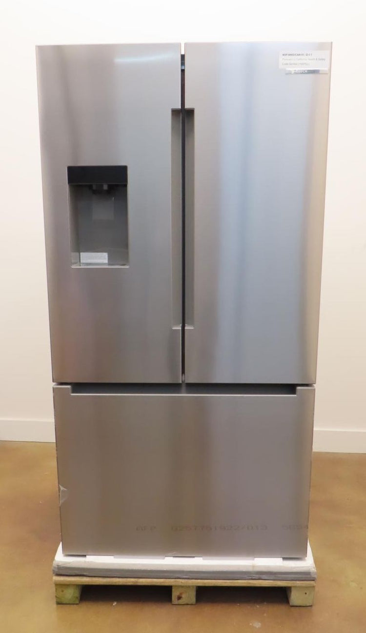 Bosch 100 Series B36FD10ENS 36" Freestanding French Door Smart Refrigerator Pics - Alabama Appliance