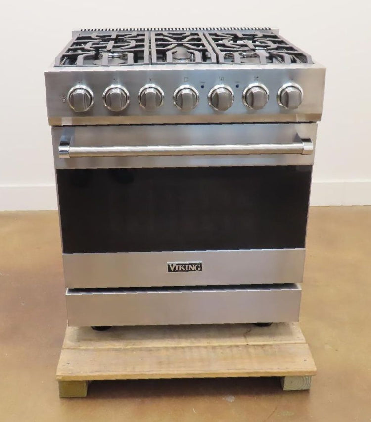 Viking 3 Series RVDR33025BSSLP 30" 5 Sealed Burners Freestanding Dual Fuel Range - Alabama Appliance