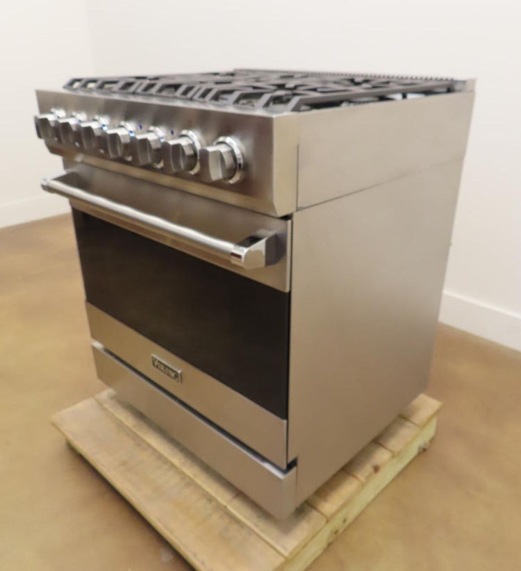 Viking 3 Series RVDR33025BSSLP 30" 5 Sealed Burners Freestanding Dual Fuel Range - Alabama Appliance