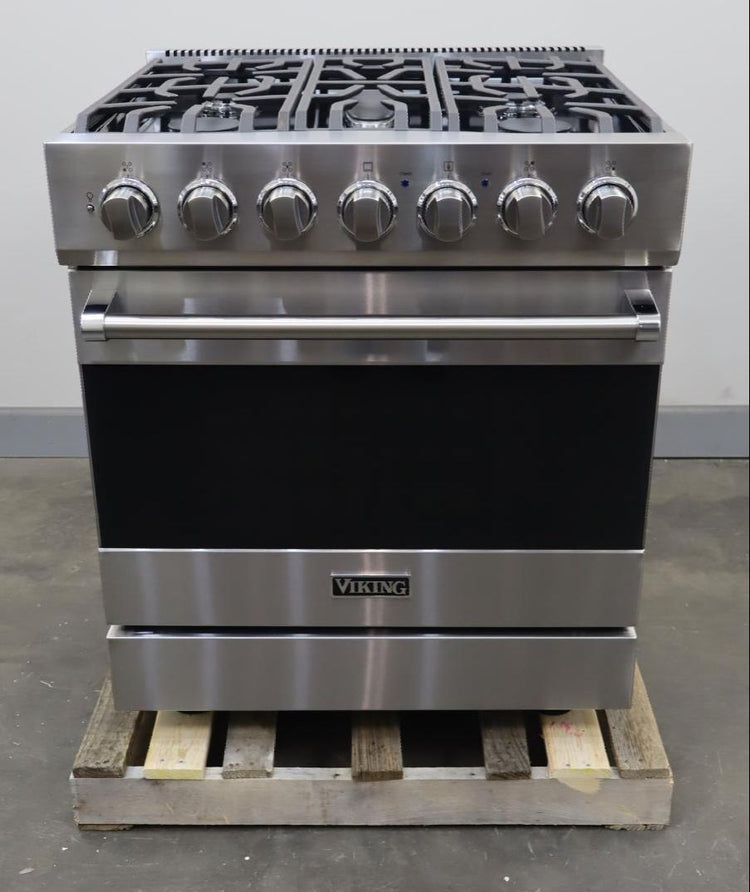 Viking 3 Series 30" 5 Sealed Burners Freestanding Dual Fuel Range RVDR33025BSSLP