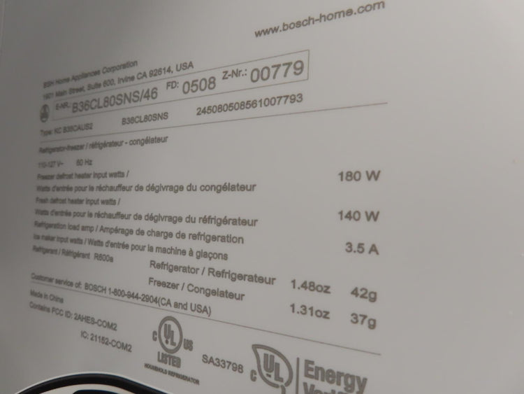 Bosch 800 Series B36CL80SNS 36" French Door Counter Depth Refrigerator - Alabama Appliance
