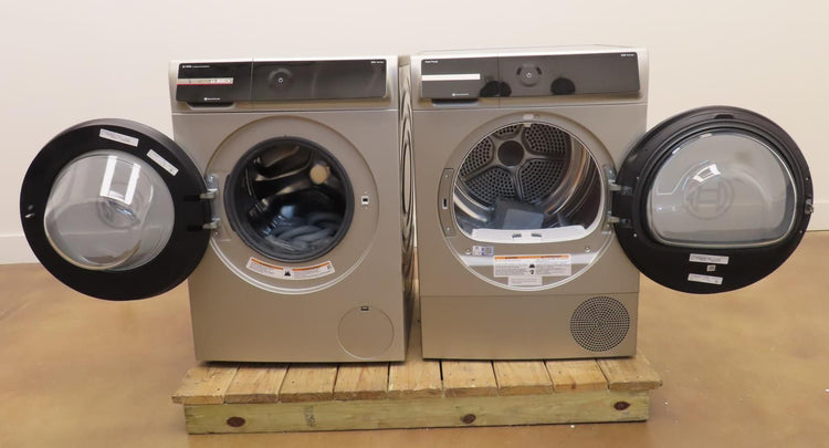 Bosch 800 Series WGB246AXUC / WQB245AXUC Front 24" Grey Load Washer & Dryer Set