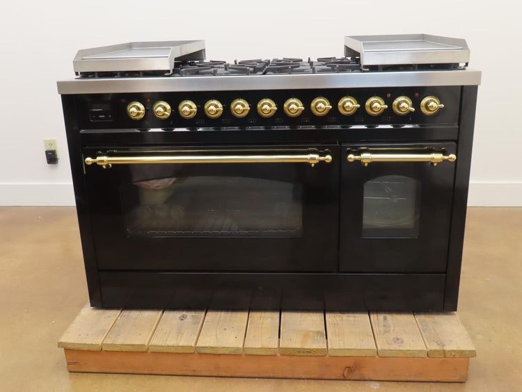 Ilve Nostalgie II Collection UP48FNMPBKG 48 Inch Freestanding Dual Fuel Range