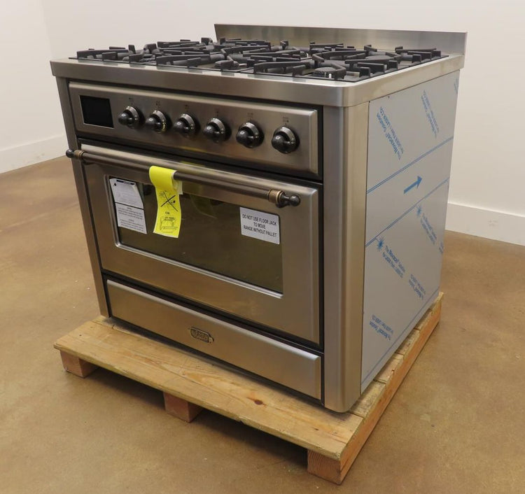 Ilve Majestic II Collection UM096DNS3SSB 36 Inch Freestanding Dual Fuel Range