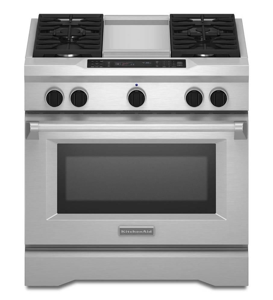 KitchenAid 36 Inch Gas Cooktop with Removable Griddle - Stainless Steel