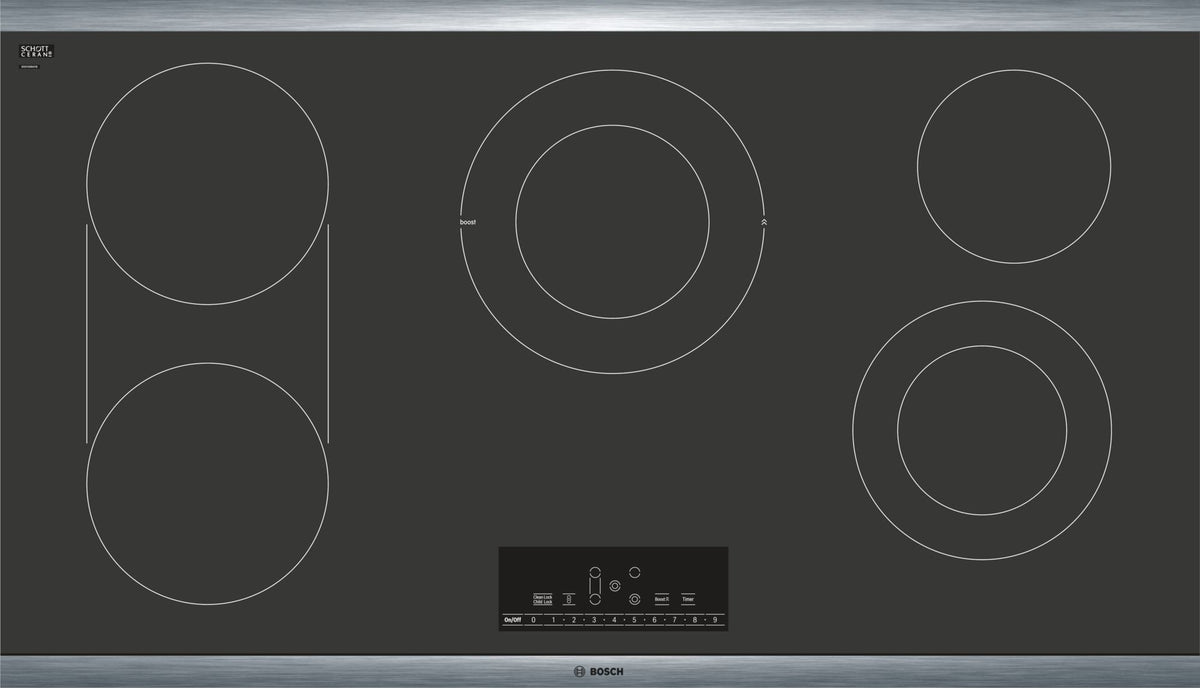 Bosch® 800 Series 36" Black with Stainless Steel Frame Electric Cooktop