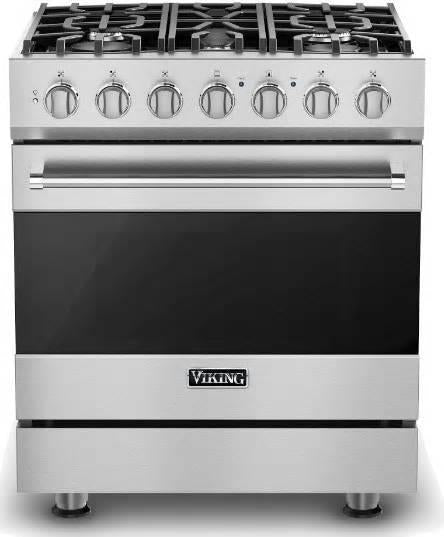 Viking 3 Series 2024 30" 5 Burner SS Freestanding Dual Fuel Range RVDR33025BSS
