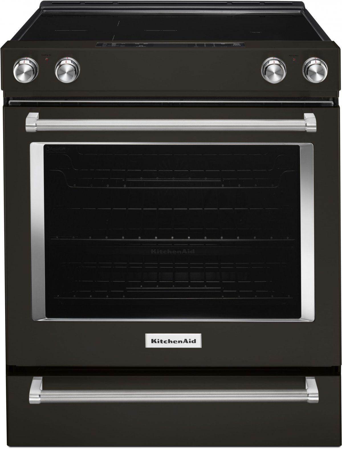 KitchenAid® 30" Black Stainless Steel with PrintShield Finish Slide In Electric Convection Range