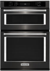 KitchenAid® 30" Black Stainless Steel with PrintShield Finish Oven/Microwave Combo Electric Wal Oven