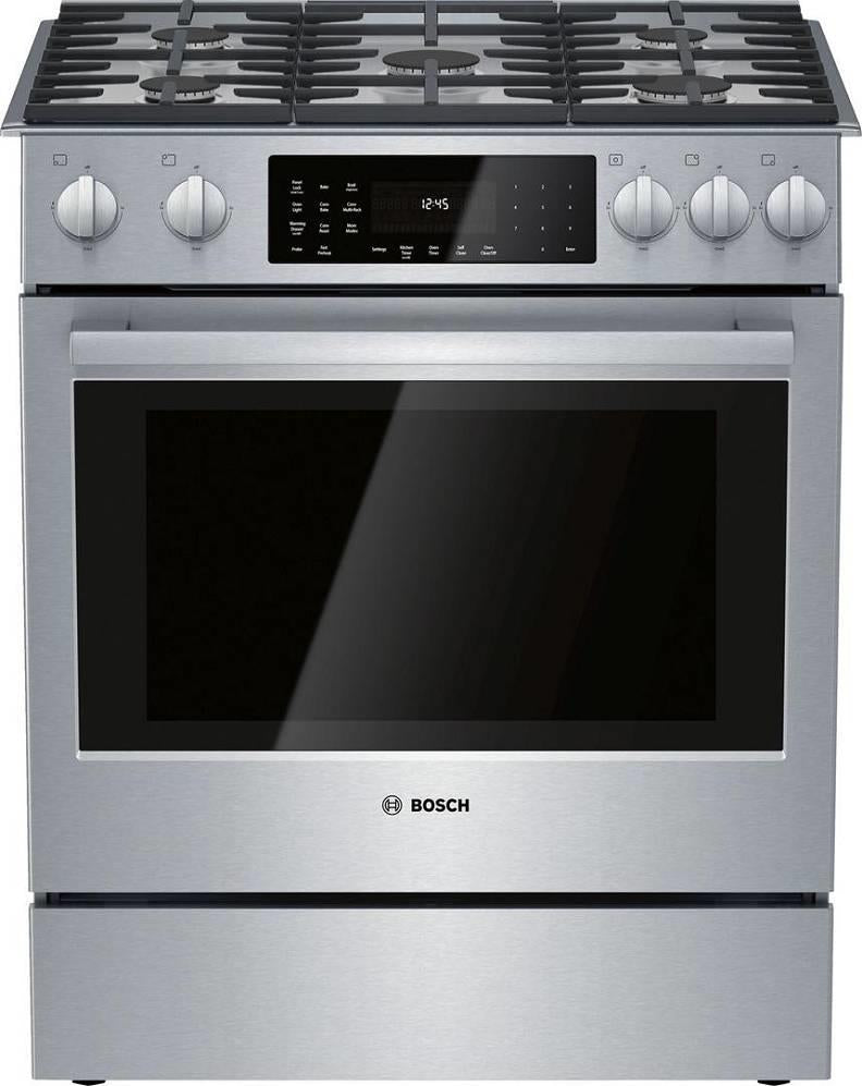 NIB Bosch 800 Series HDI8056U 30" Convection Slide-In Dual Fuel Range Stainless