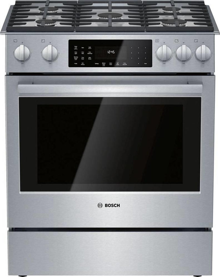 NIB Bosch 800 Series HDI8056U 30" Convection Slide-In Dual Fuel Range Stainless