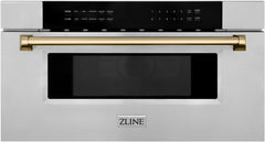 ZLINE Autograph Edition 1.2 Cu. Ft. Stainless Steel with Champagne Bronze Accents Microwave Drawer
