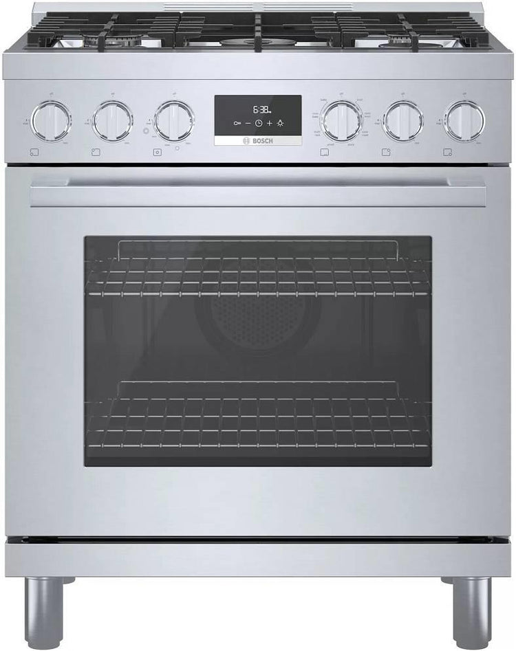 Bosch 800 Series 30 Inch SS 3.9 Cu. Ft Freestanding Dual Fuel Range HDS8055U