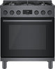 Bosch 800 Series HDS8045U 30" 5 Sealed Burners Dual Fuel Black Stainless Range