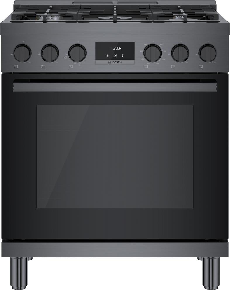 Bosch 800 Series HDS8045U 30" 5 Sealed Burners Dual Fuel Black Stainless Range