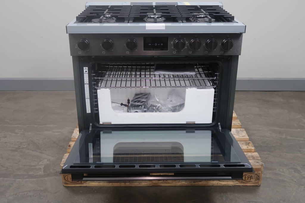 Bosch 800 Series 36" 6 Sealed Burner Black Stainless Duel Fuel Range HDS8645U