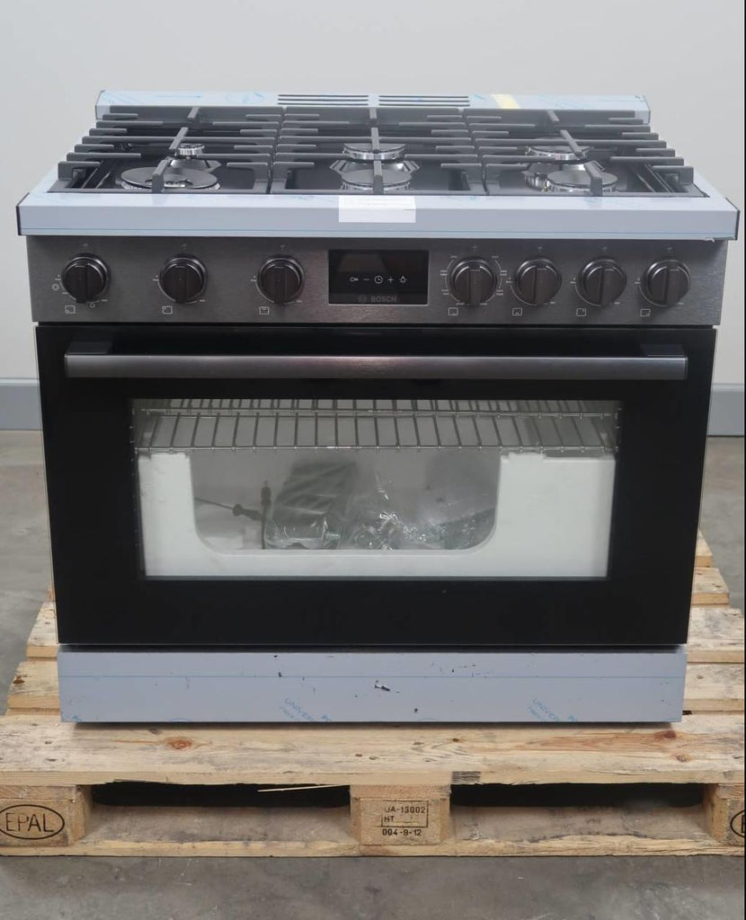 Bosch 800 Series 36" 6 Sealed Burner Black Stainless Duel Fuel Range HDS8645U