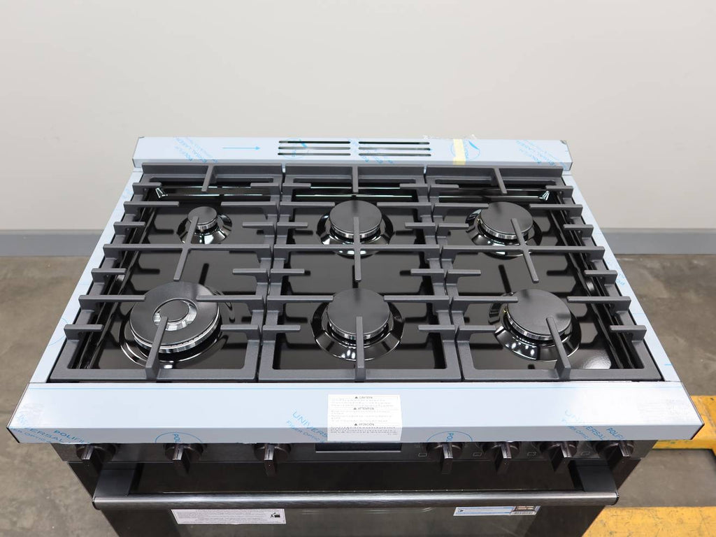 Bosch 36" 6 Sealed Burner Black Stainless 800 Series Duel Fuel Range HDS8645U