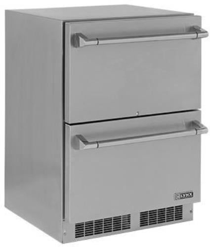 Lynx 24" Two Door Outdoor Blue LED Lighting Stainless Refrigerator LM24DWR