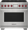 NIB Wolf M Series DF36650SPLP 36" Stainless Freestanding Dual-Fuel Smart Range - Alabama Appliance
