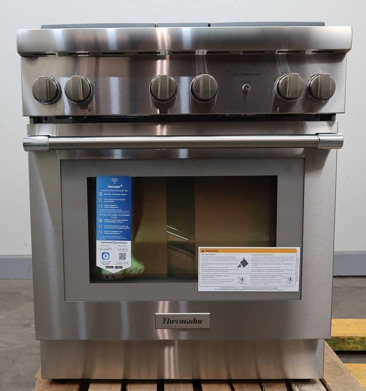 Thermador 30 Inch Stainless Freestanding Professional Dual Fuel Range PRD304WHU