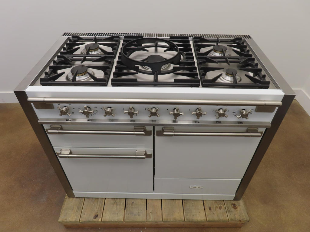 AGA Elise AEL481DFWHT 48" 6.0 cu. ft. White 5 Sealed Gas Burners Dual Fuel Range