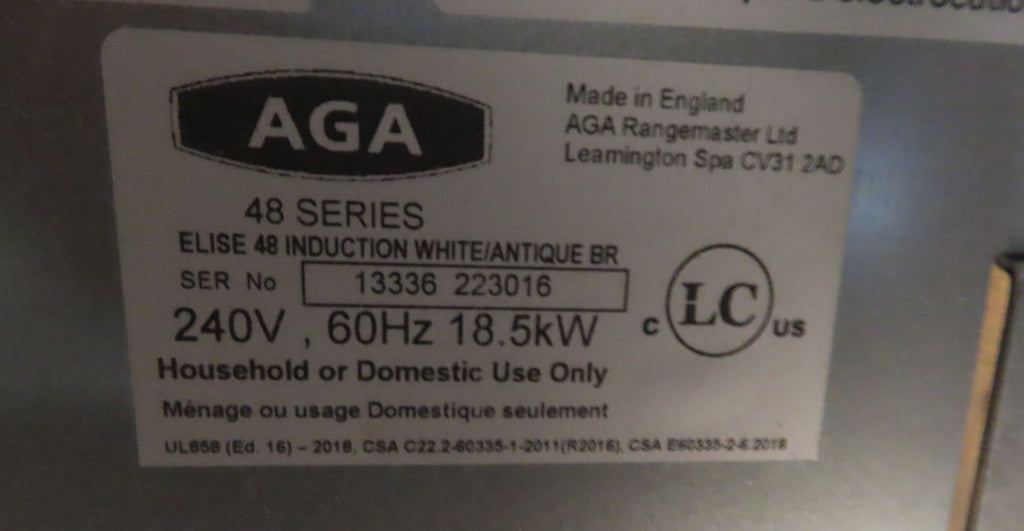 AGA Elise Series Classic Color Coll AEL481INWHT 48" Freestanding Induction Range