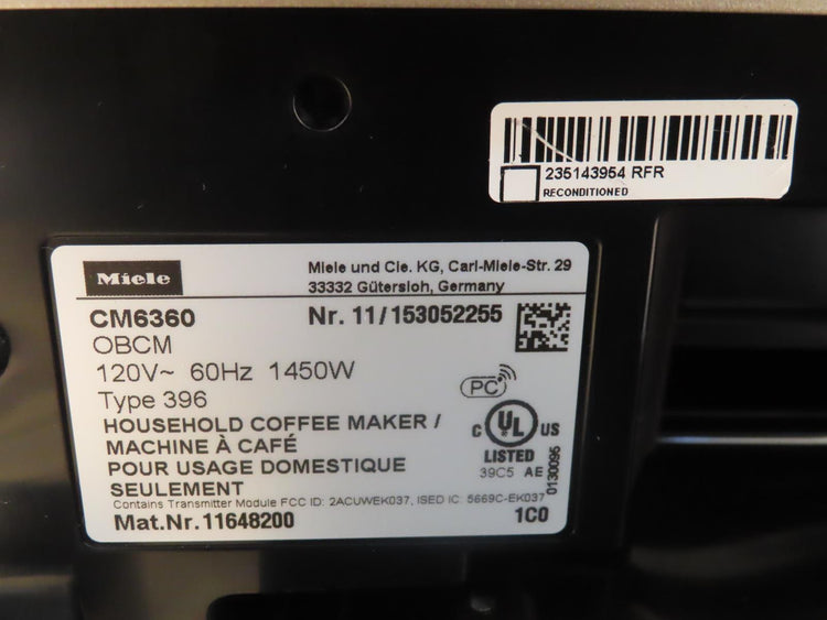 Miele CM6360OBCM Milk Perfection 10" Countertop Smart Coffee Machine