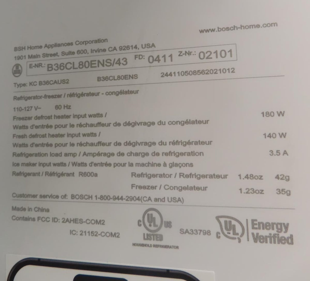 Bosch 800 Series B36CL80ENS 36" Counter Door French Door Refrigerator Pictures