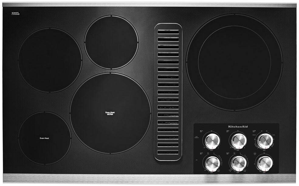 KitchenAid KCED606GSS 36" Ceramic-Glass 5 Element Electric Downdraft Cooktop Pic