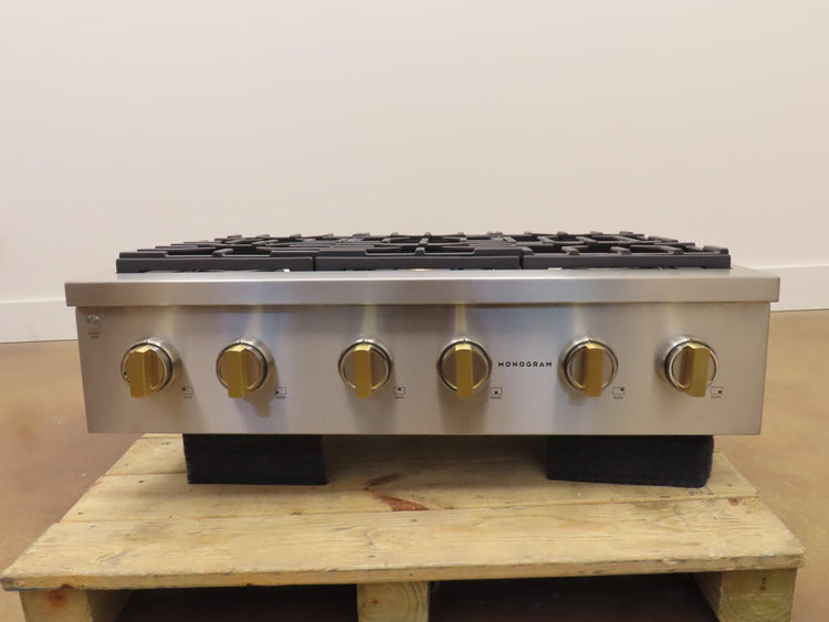 Monogram Statement Series ZGU366NT2SS 36 Inch Slide-In Professional Gas Rangetop