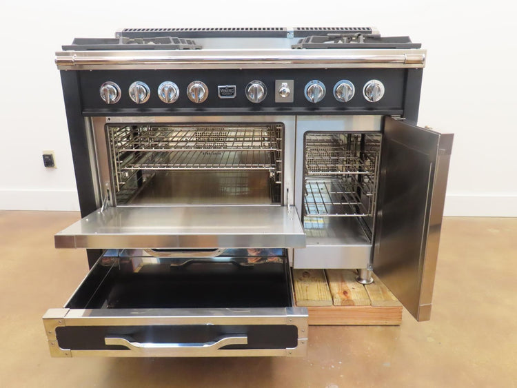 Viking Tuscany Series TVDR4814GCS 48" Freestanding Dual Fuel Cast Black Range