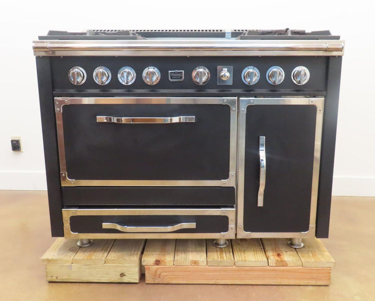 Viking Tuscany Series TVDR4814GCS 48" Freestanding Dual Fuel Cast Black Range