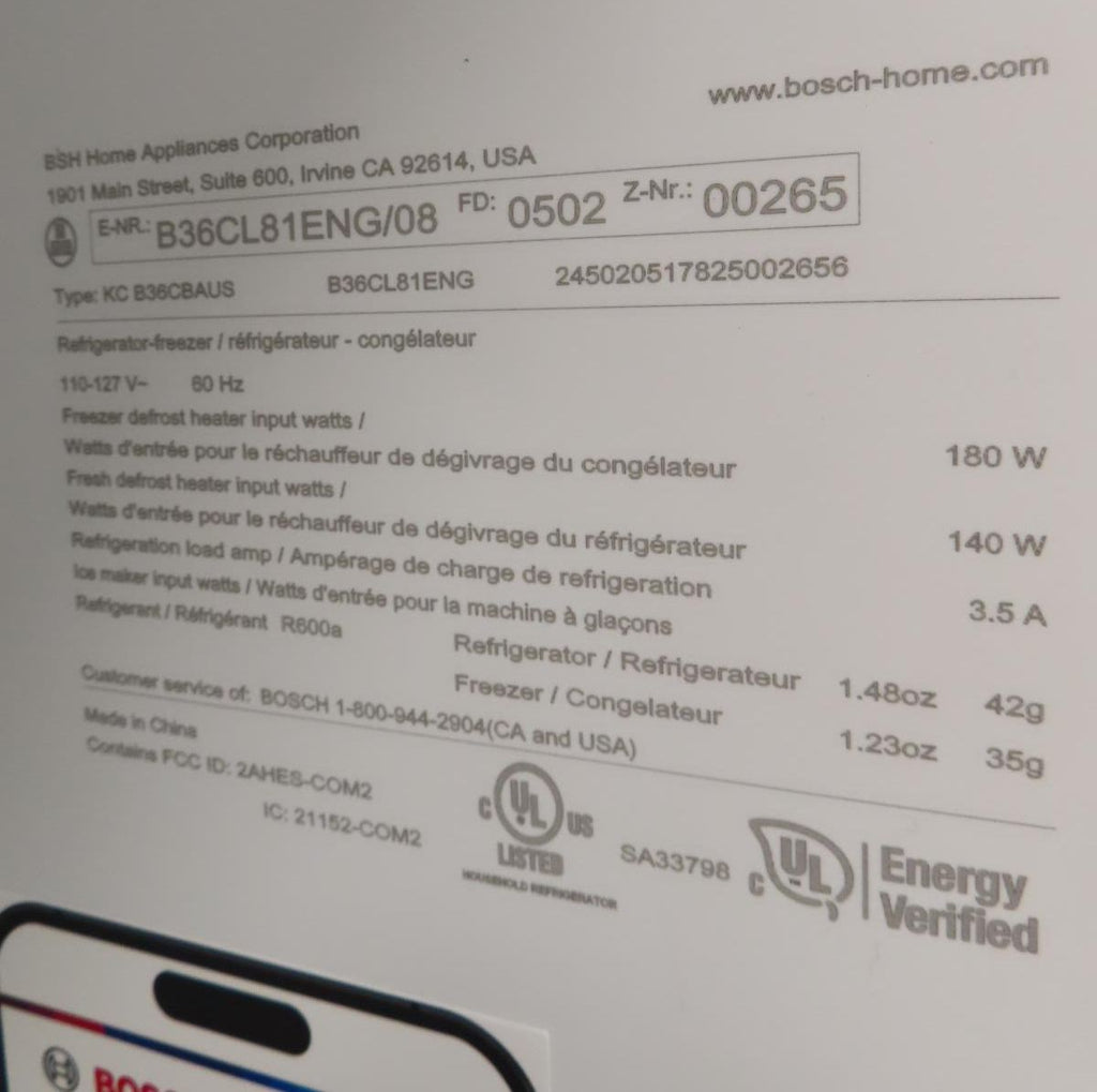 Bosch 800 Series B36CL81ENG 36" Freestanding French Door Smart Refrigerator Pics