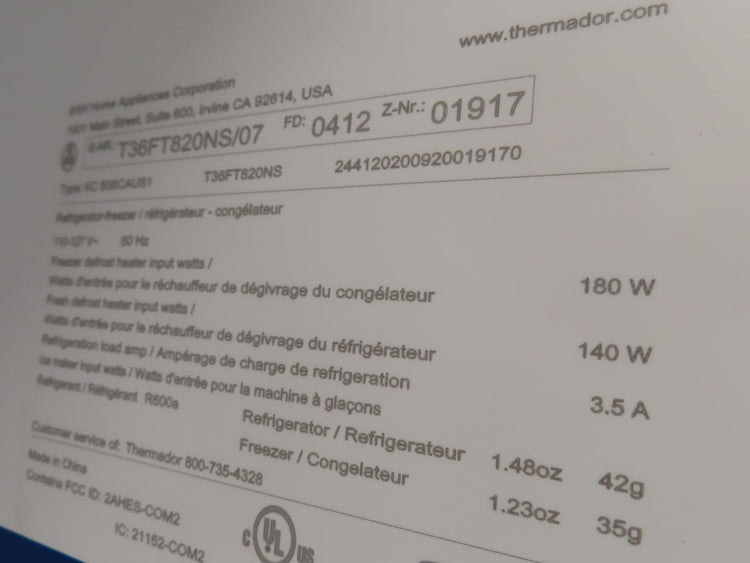 Thermador Professional Series T36FT820NS 36" French Door Stainless Refrigerator