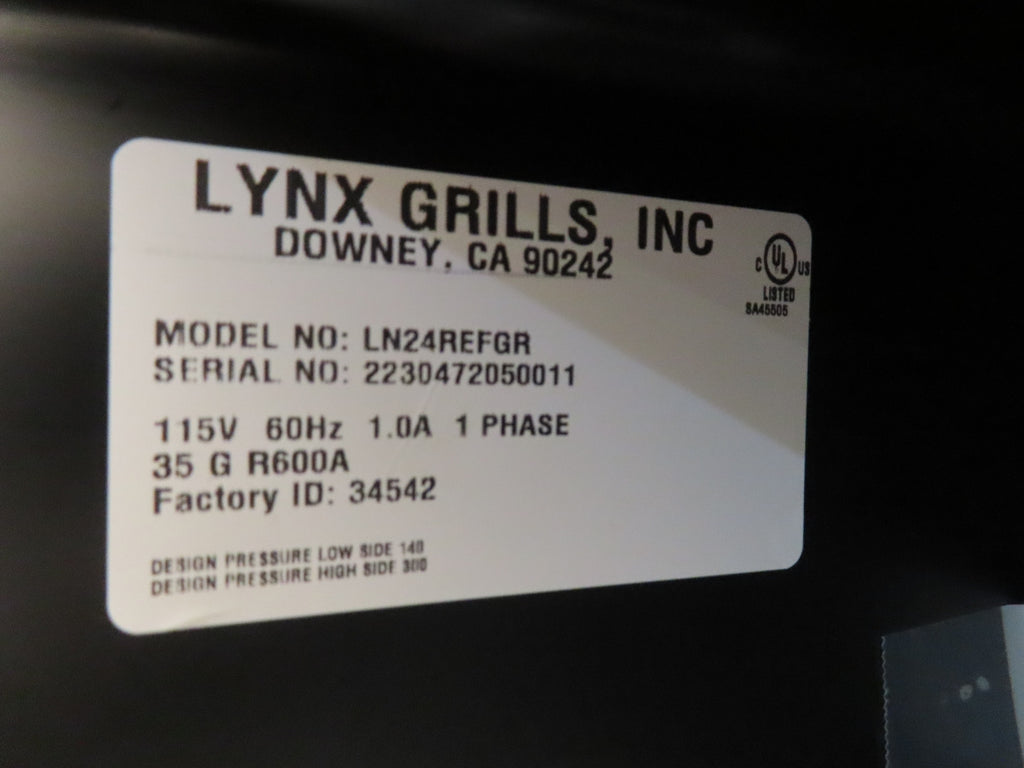 Lynx LN24REFGR 24 Inch Built-In All Refrigerator with 5.3 Cu. Ft. Capacity