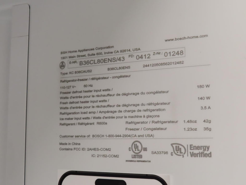 Bosch 800 Series B36CL80ENS 36" Counter Door French Door Refrigerator