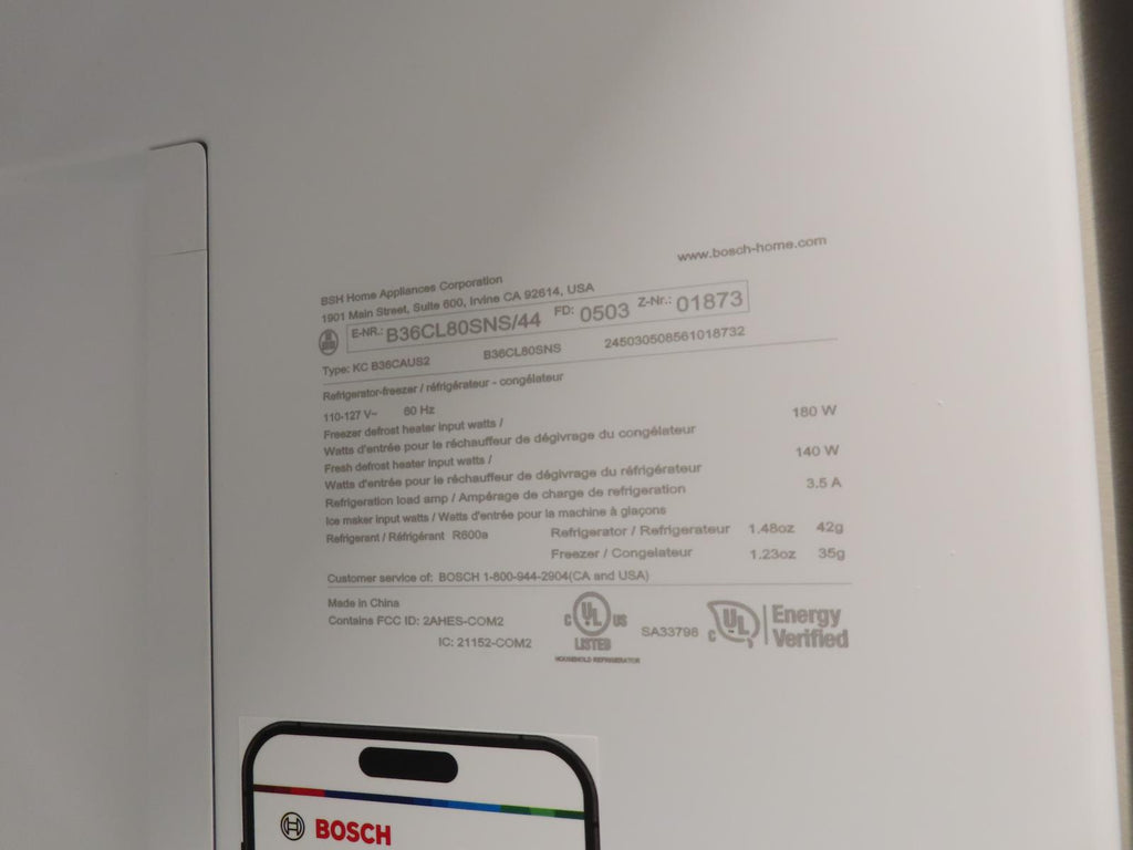 Bosch 800 Series B36CL80SNS 36" French Door Counter Depth S.Steel Refrigerator