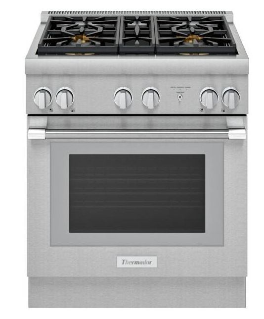 Thermador 30 Inch Stainless Freestanding Professional Dual Fuel Range PRD304WHU